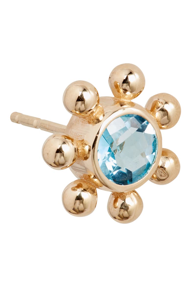 Dew Drop Marine Blue Topaz & 14K Gold Stud Earrings, Alternate, color, SWISS BLUE