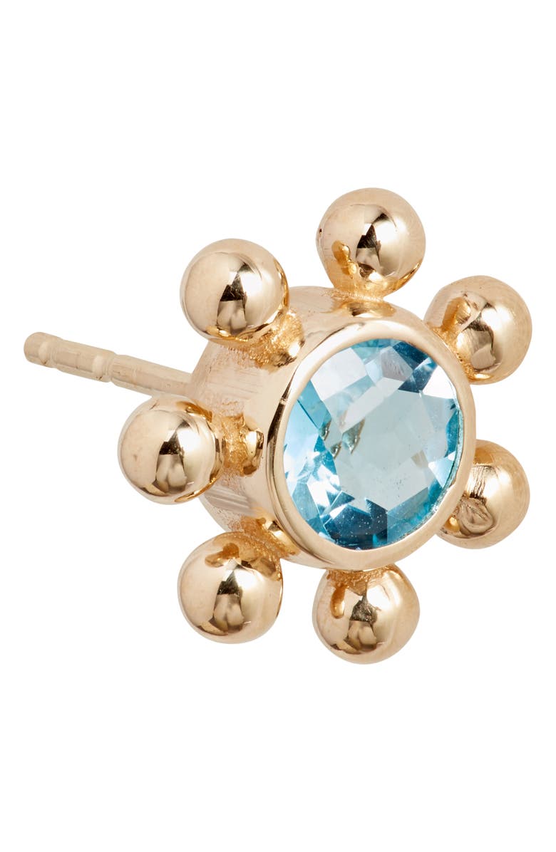 Anzie Dew Drop Marine Blue Topaz & 14K Gold Stud Earrings, Alternate, color, Swiss Blue