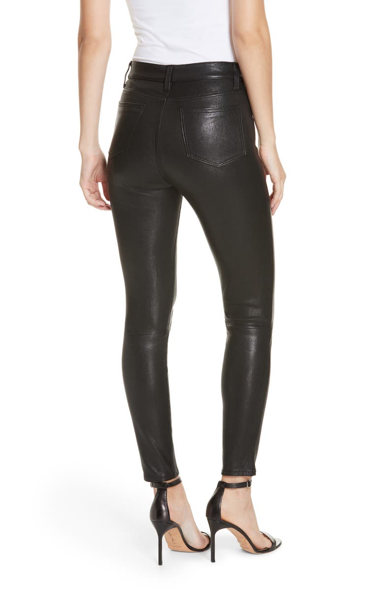 L'AGENCE Adelaide High Waisted Leather Pants, Alternate, color, 