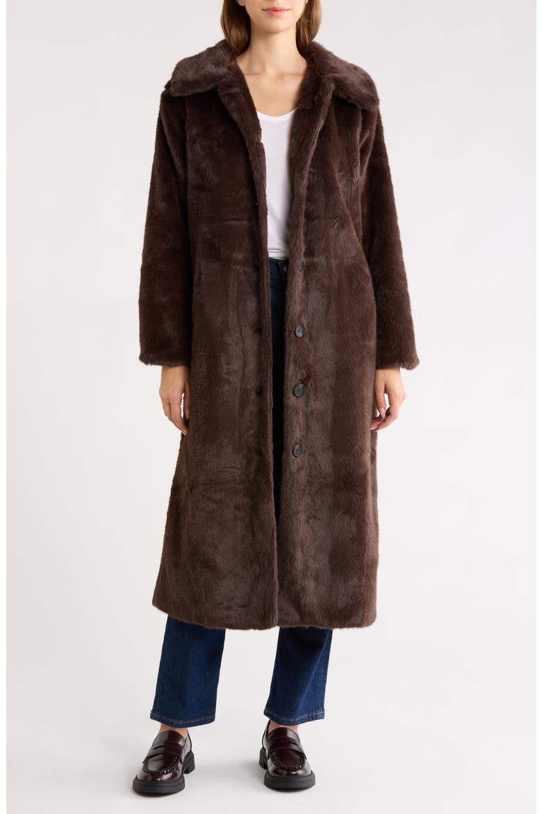 Tory Faux Fur Coat, Main, color, CHOCOLATE
