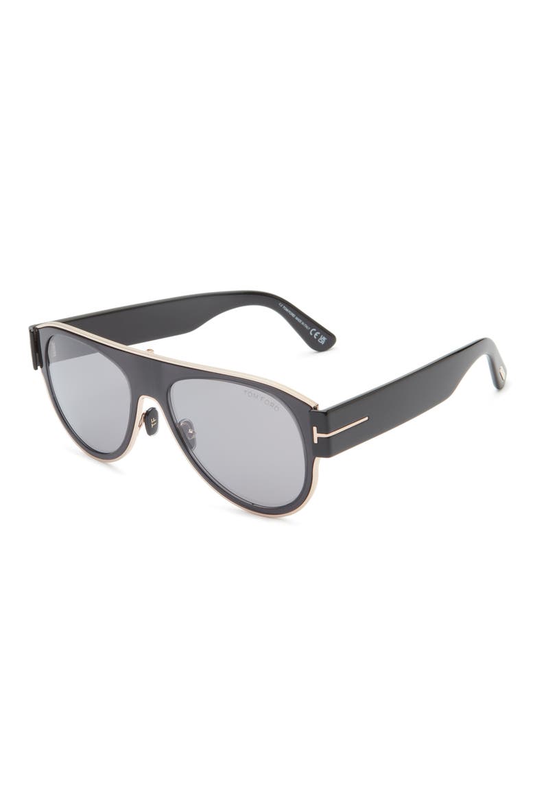 58mm Pilot Sunglasses, Alternate, color, SHINY BLACK / SMOKE MIRROR