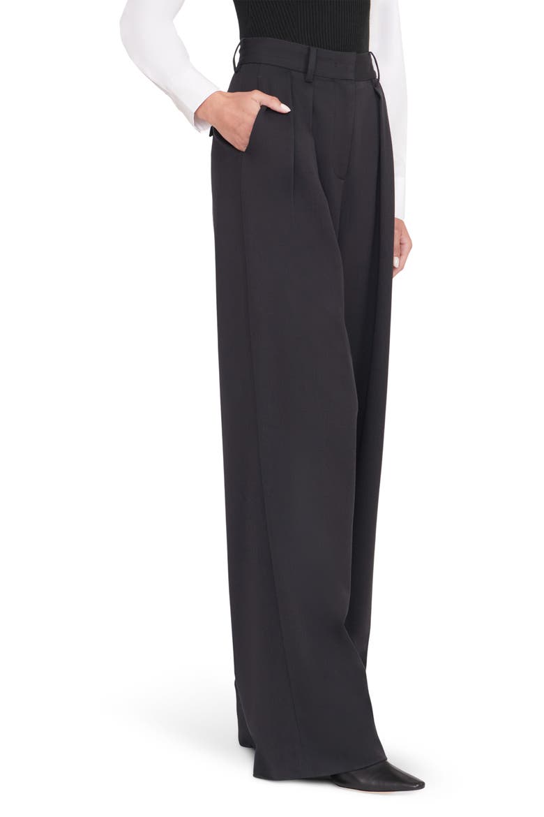 Luisa Pleated Wide Leg Pants, Alternate, color, BLACK