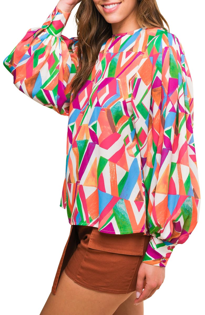 FLYING TOMATO Geometric Print Top, Alternate, color, Ivory