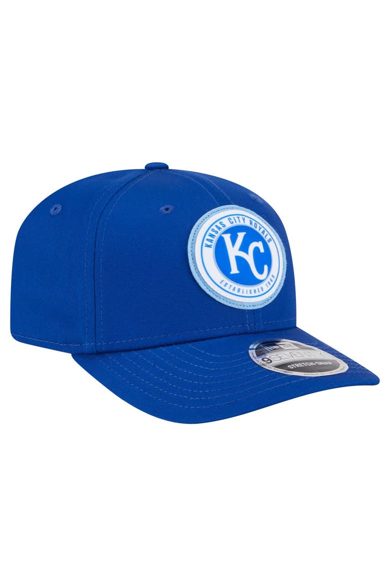 Men's New Era Royal Kansas City Royals Circle Patch 9SEVENTY Stretch-Snap Hat, Alternate, color, Royal