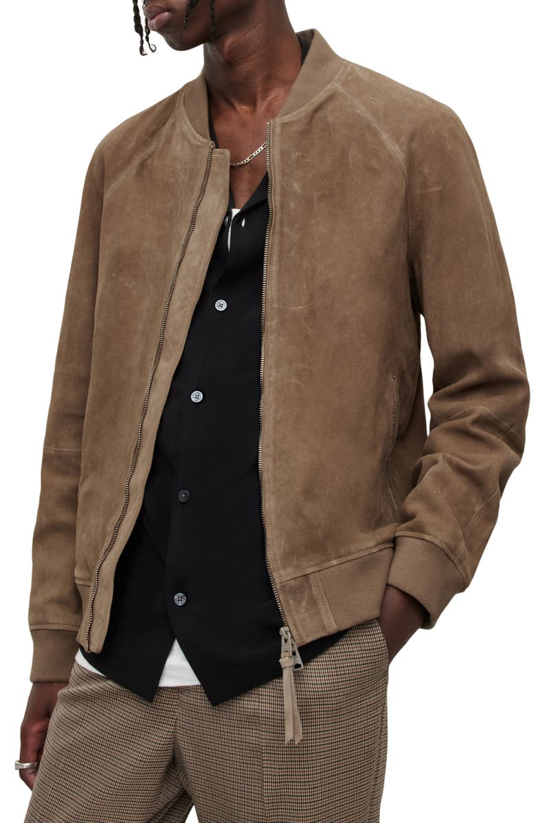 AllSaints Dains Suede Bomber Jacket, Alternate, color, 