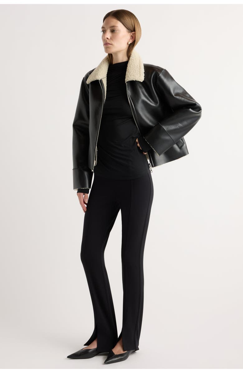 Modern Citizen Bonnie Shearling-Collar Coat, Alternate, color, Black