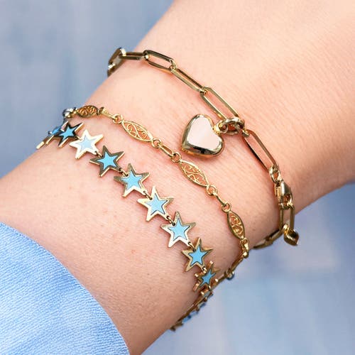 The Lovery Fine Jewelry Pink Pearl Heart Paperclip Bracelet In Gold