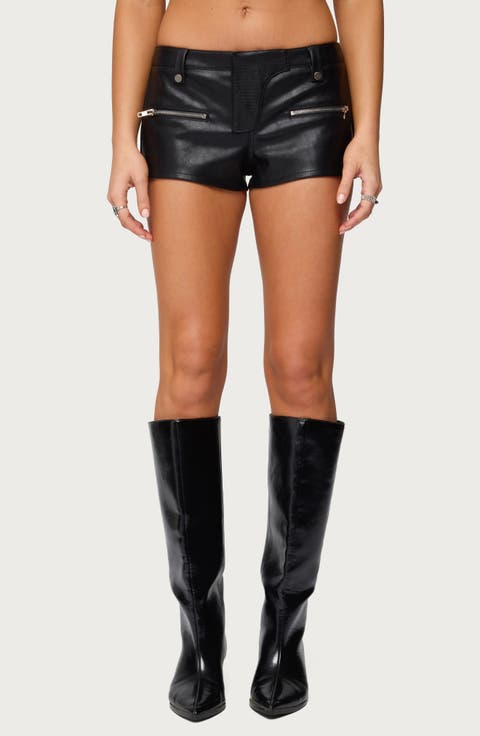 Labella Faux Leather Micro Shorts