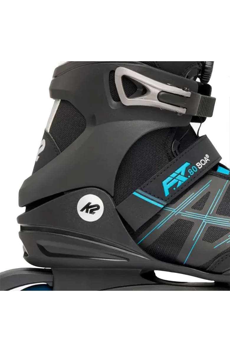 K2 F.I.T. 80 BOA Black/Blue Mens Inline Skates, Alternate, color, Black/Blue