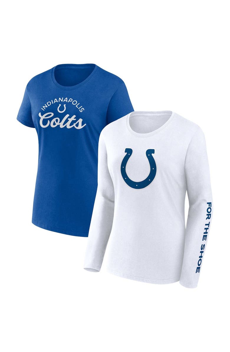 FANATICS Women's Fanatics Branded Royal/White Indianapolis Colts Lightweight Short & Long Sleeve T-Shirt Combo Pack, Main, color, 