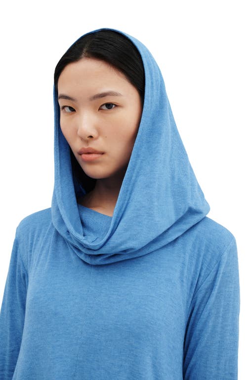 Two Lines By Marcella Berkeley Hooded Tunic Top In Azure Blue