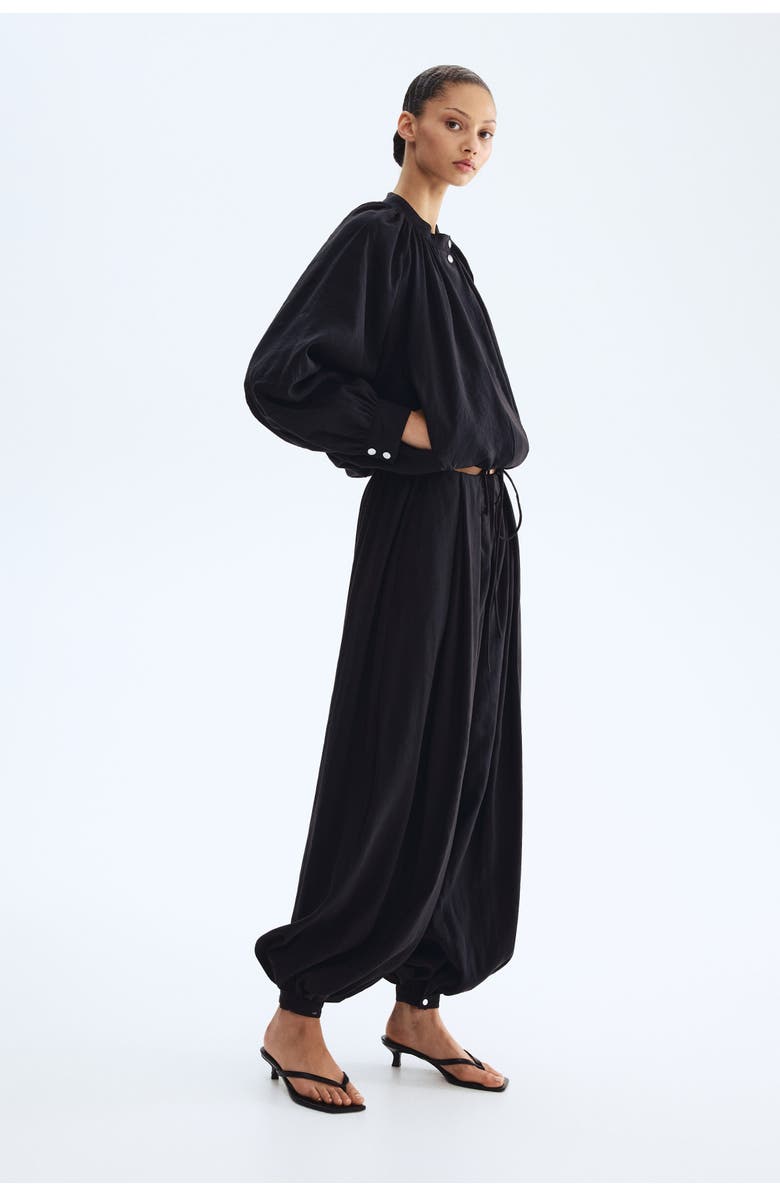 H&M Balloon-sleeved modal jacket, Alternate, color, Black