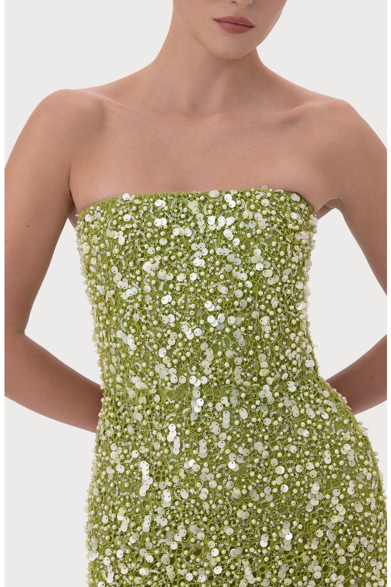 Courtney Beaded & Sequin Strapless Gown, Alternate, color, GREEN EMERALD