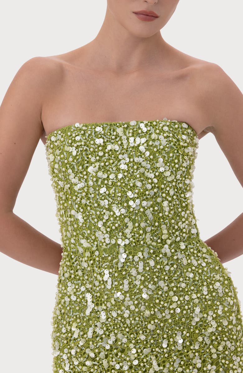 SAU LEE Courtney Beaded & Sequin Strapless Gown, Alternate, color, Green Emerald