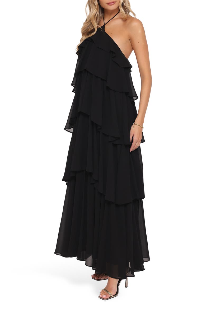 Chasity Halter Neck Maxi Dress, Alternate, color, BLACK