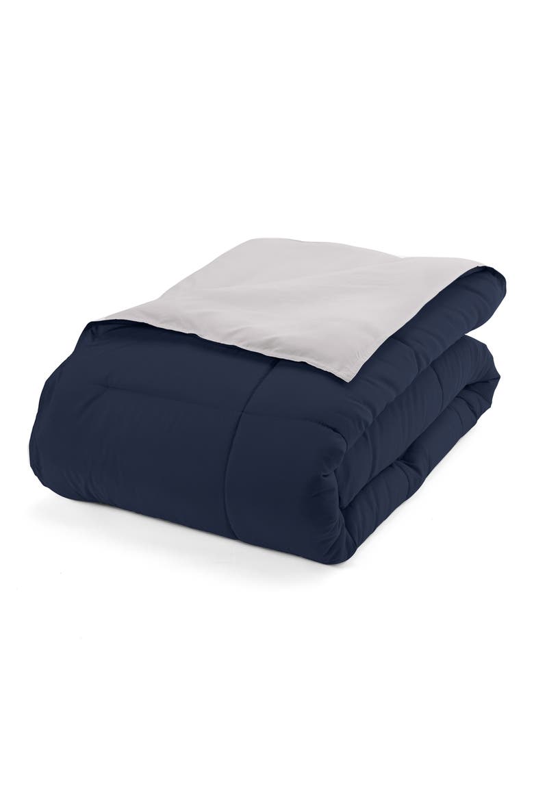 Premium Down Alternative Reversible Comforter Set, Alternate, color, NAVY & LIGHT GRAY