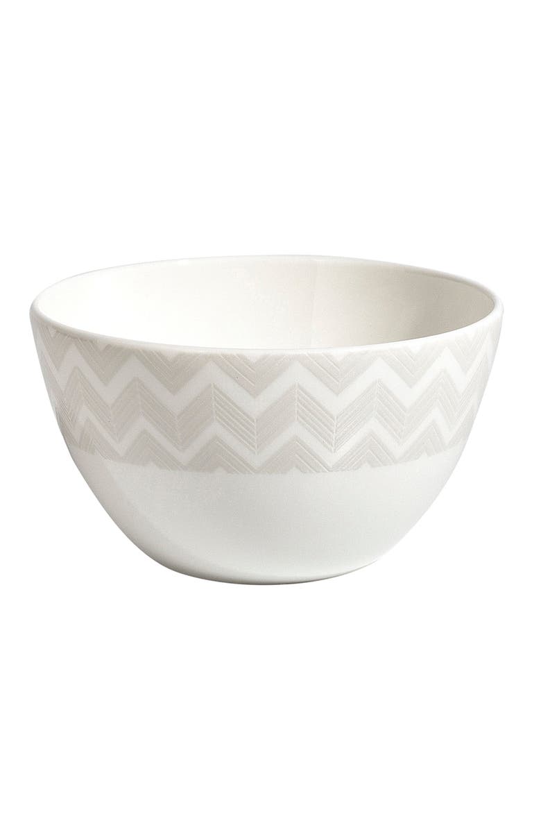 Missoni Home Tableware Rice Bowls ZIG ZAG Set of 6 White diam. 11.3" H 2.4 ", Main, color, White