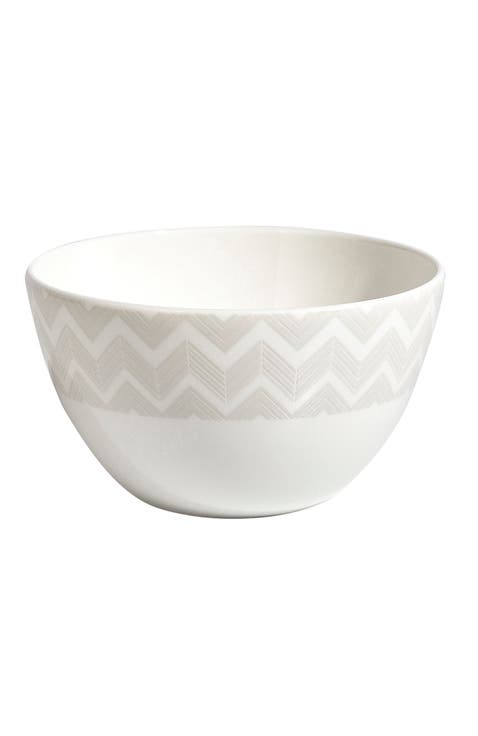 Rice Bowls ZIG ZAG Set of 6  White diam. 11.3" H 2.4 "