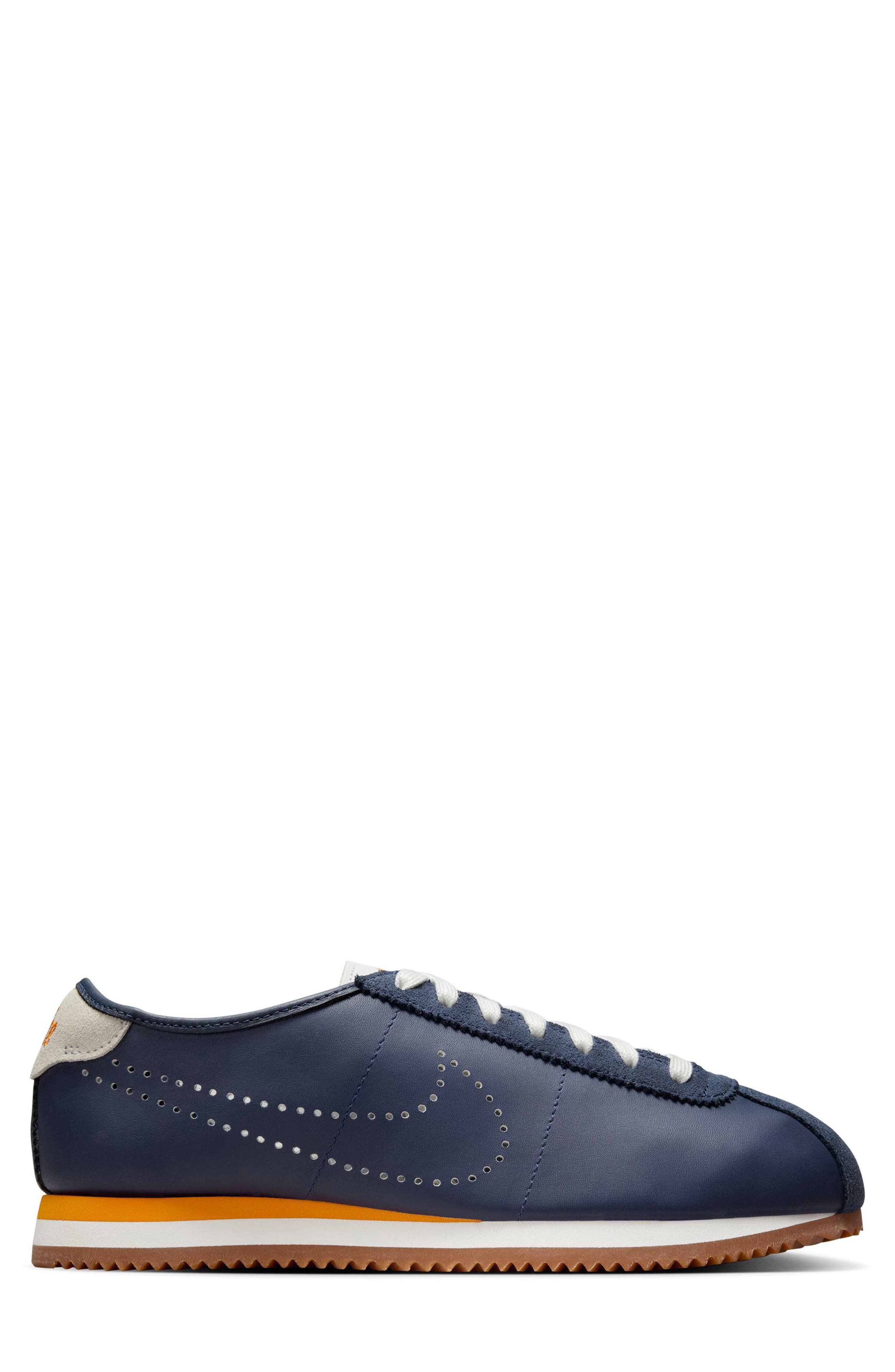 Nike Cortez Leather Sneaker, Alternate, color, Midnight Navy/ Bright Ceramic