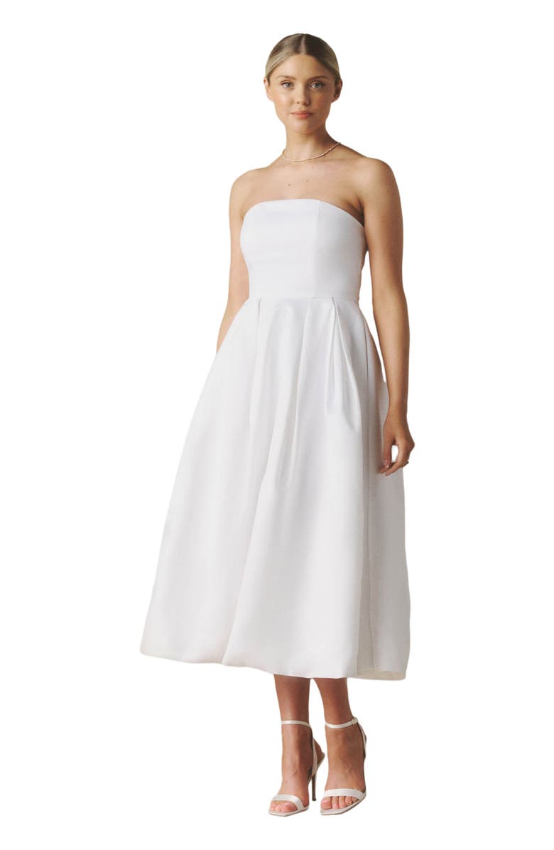 Six Stories Bandeau Bow Back Pleated Midi Dress, Main, color, 