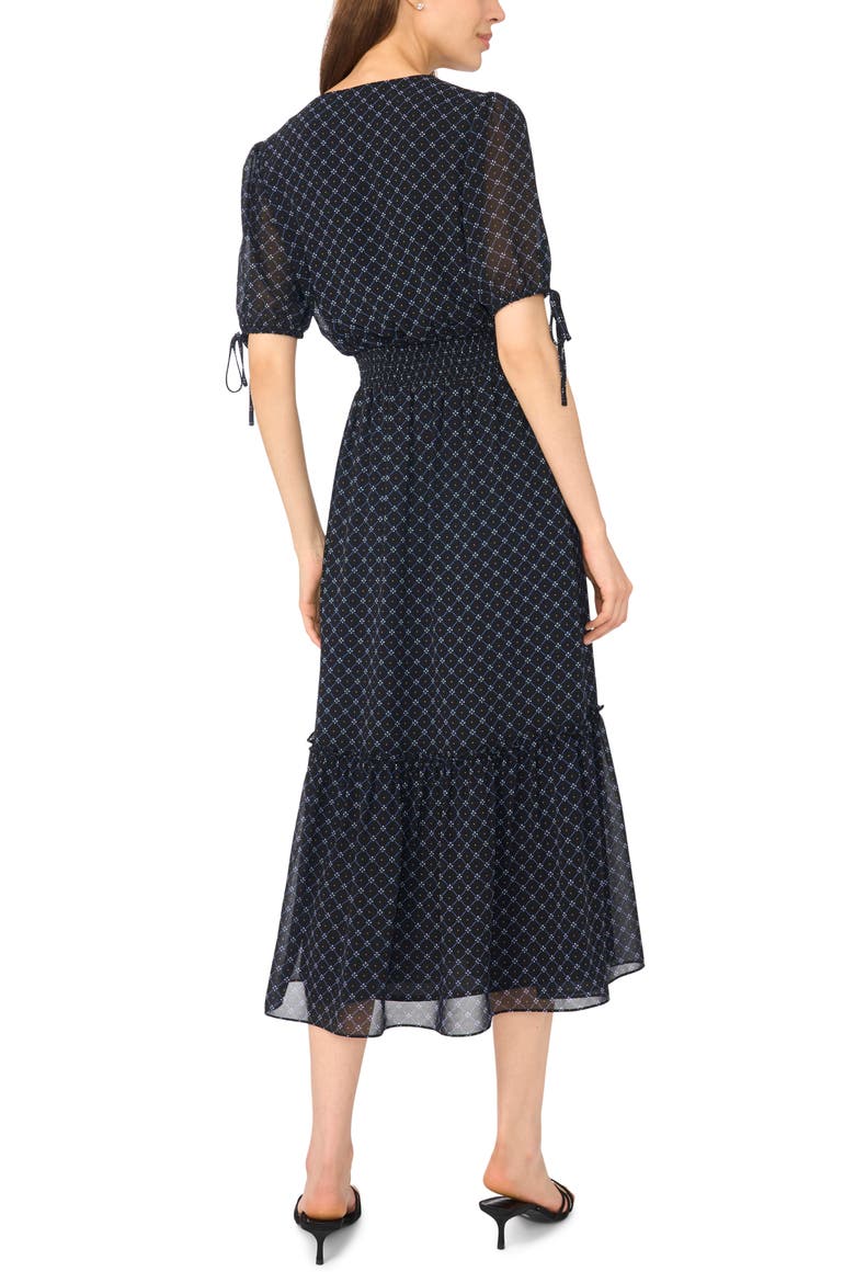 Print Smocked Waist Maxi Dress, Alternate, color, RICH BLACK