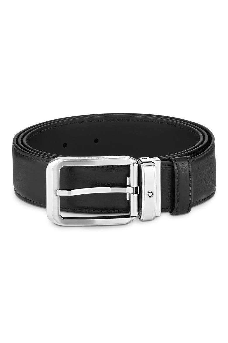 Calfskin Leather Belt, Main, color, BLACK
