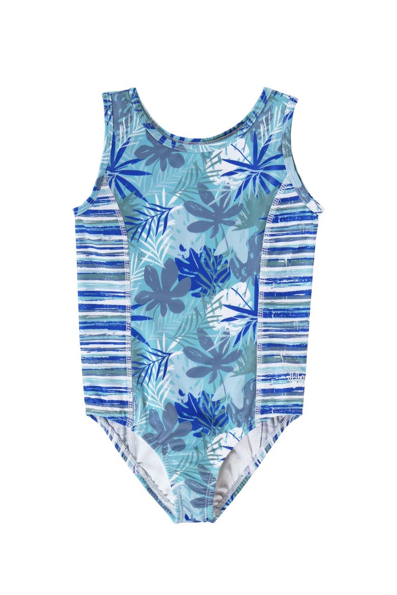 2PC Swimsuit Shrug Set, Main, color, Seaside Palms