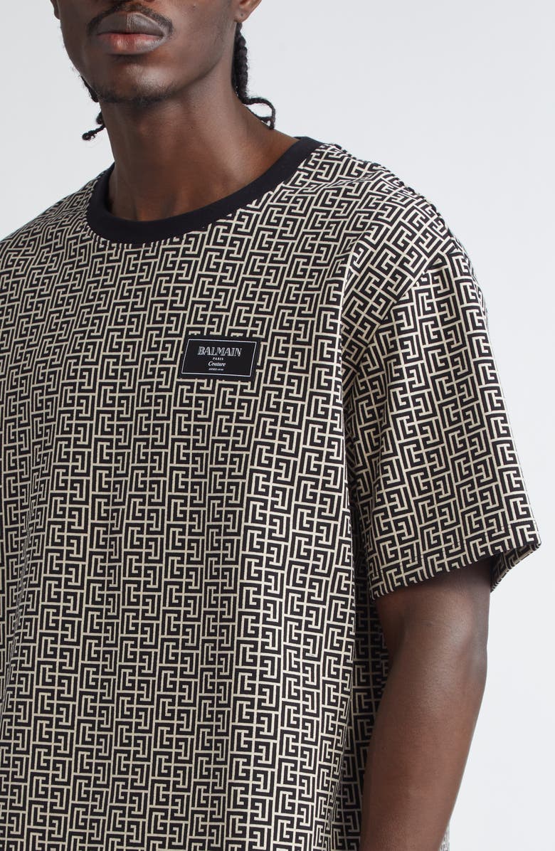 Balmain Couture Label Labyrinth Jacquard T-Shirt, Alternate, color,