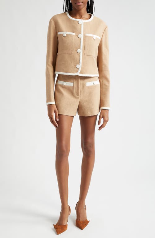 Veronica Beard Gershwin Cotton Blend Tweed Shorts In Khaki