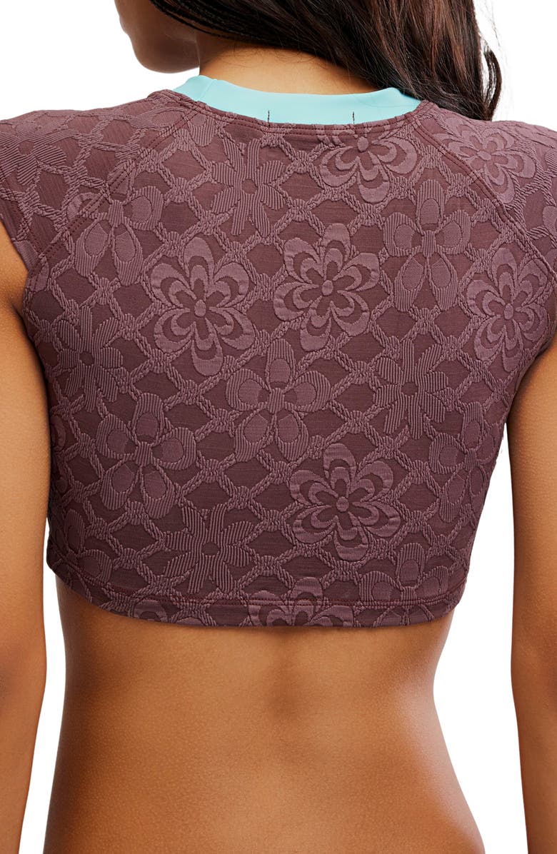 Free People Sonny Jacquard Crop Cover-Up T-Shirt, Alternate, color, Brownstone