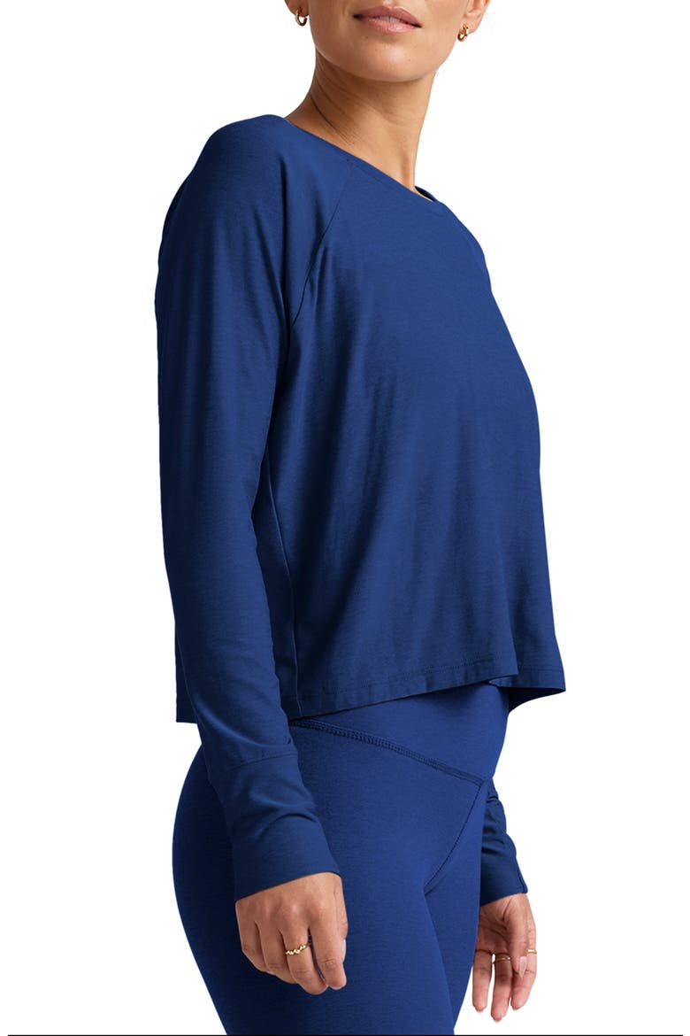 Featherweight Long Sleeve T-Shirt, Alternate, color, MARINE BLUE HEATHER