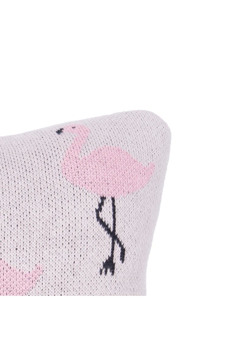 Flamingo Knitted Petite Accent Pillow 10" x 10", Alternate, color, Pink