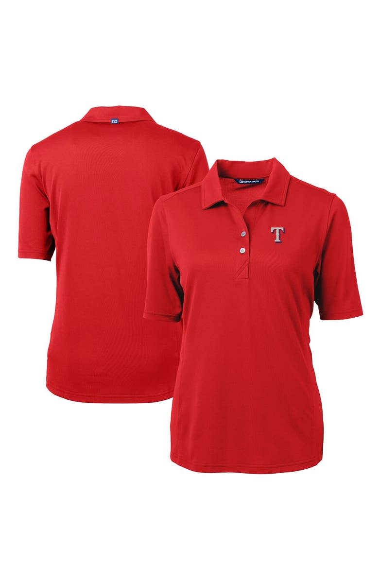Cutter & Buck Women's Cutter & Buck Red Texas Rangers DryTec Virtue Eco Pique Recycled Polo, Main, color,