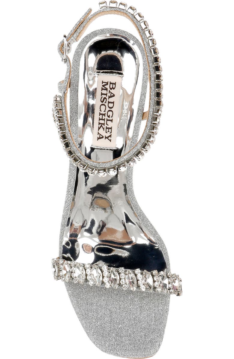 BADGLEY MISCHKA Tanisha Crystal Ankle Strap Sandal, Alternate, color, Silv Textl