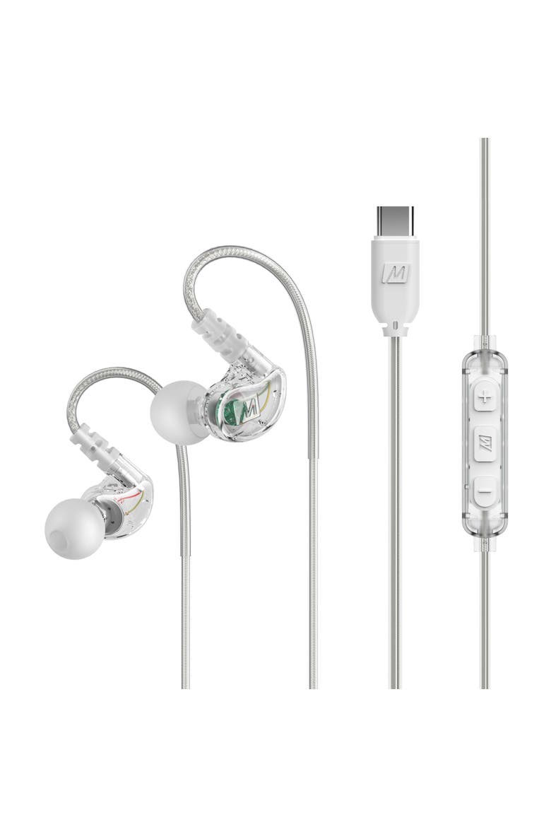 M6 In-Ear Sports Headphones with Memory Wire and Headset, Main, color, Clear