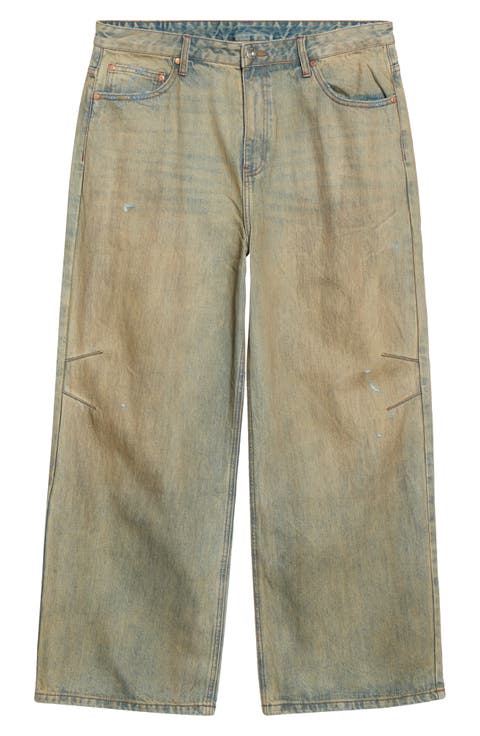 Tapered Knee Denim Pants
