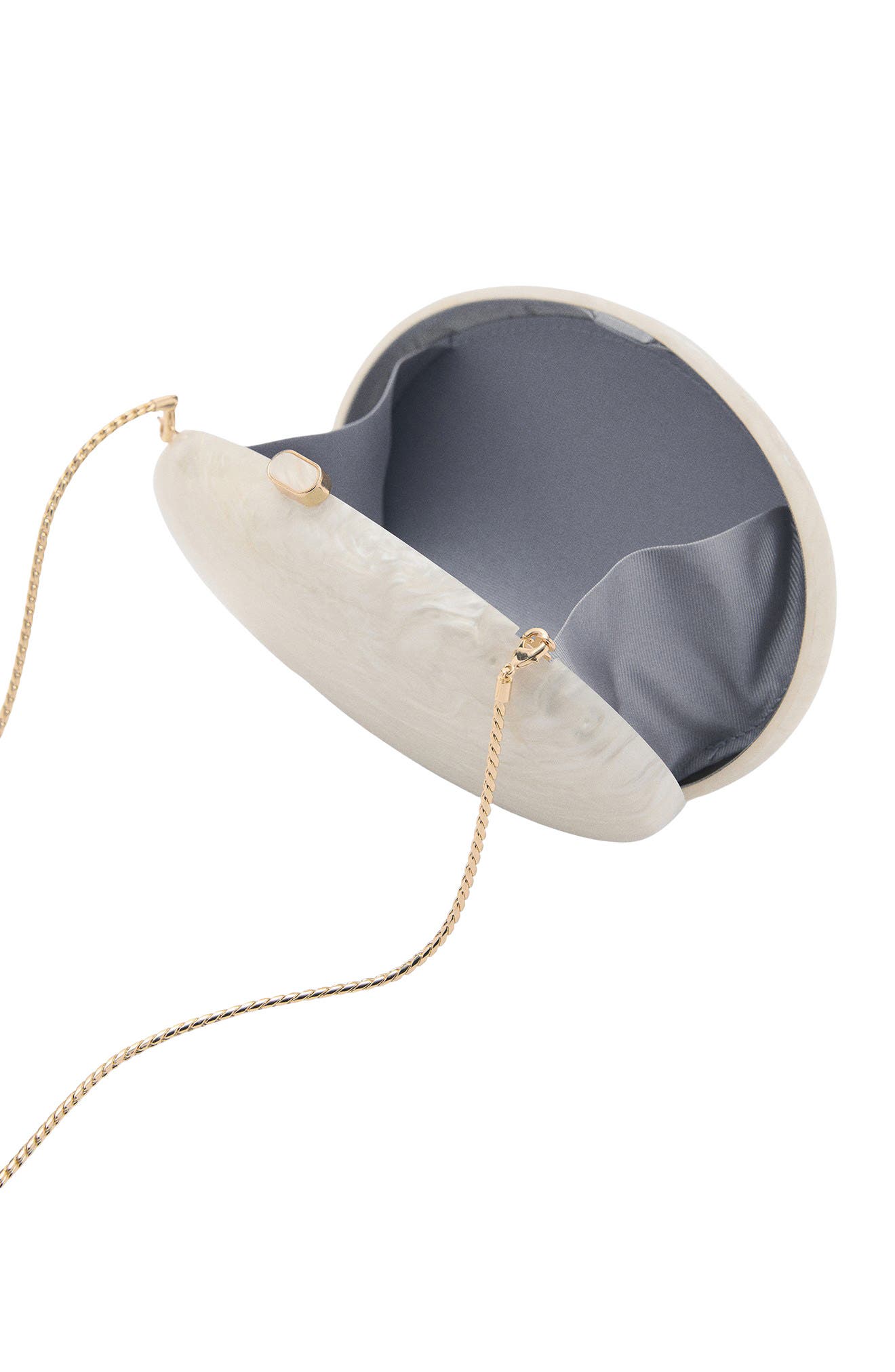 MANGO Oval Frame Clutch, Alternate, color, Ivory White