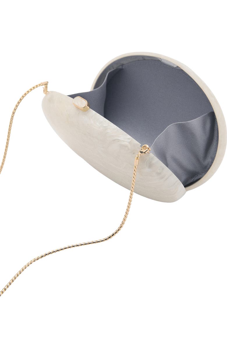 MANGO Oval Frame Clutch, Alternate, color, Ivory White