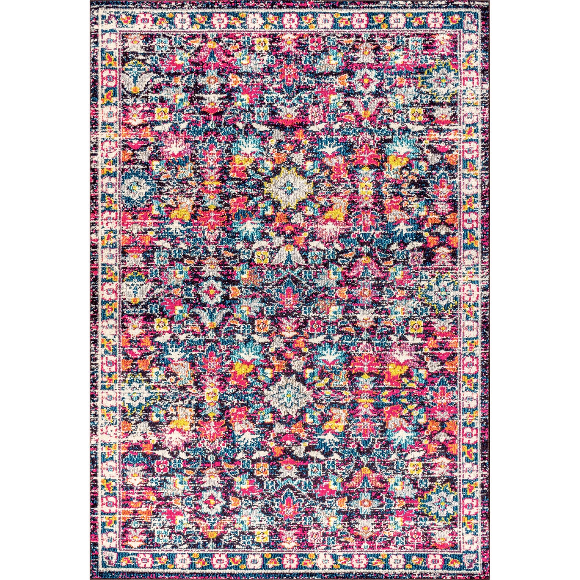 JONATHAN Y Modern Persian Boho Floral Area Rug in Multi/purple 