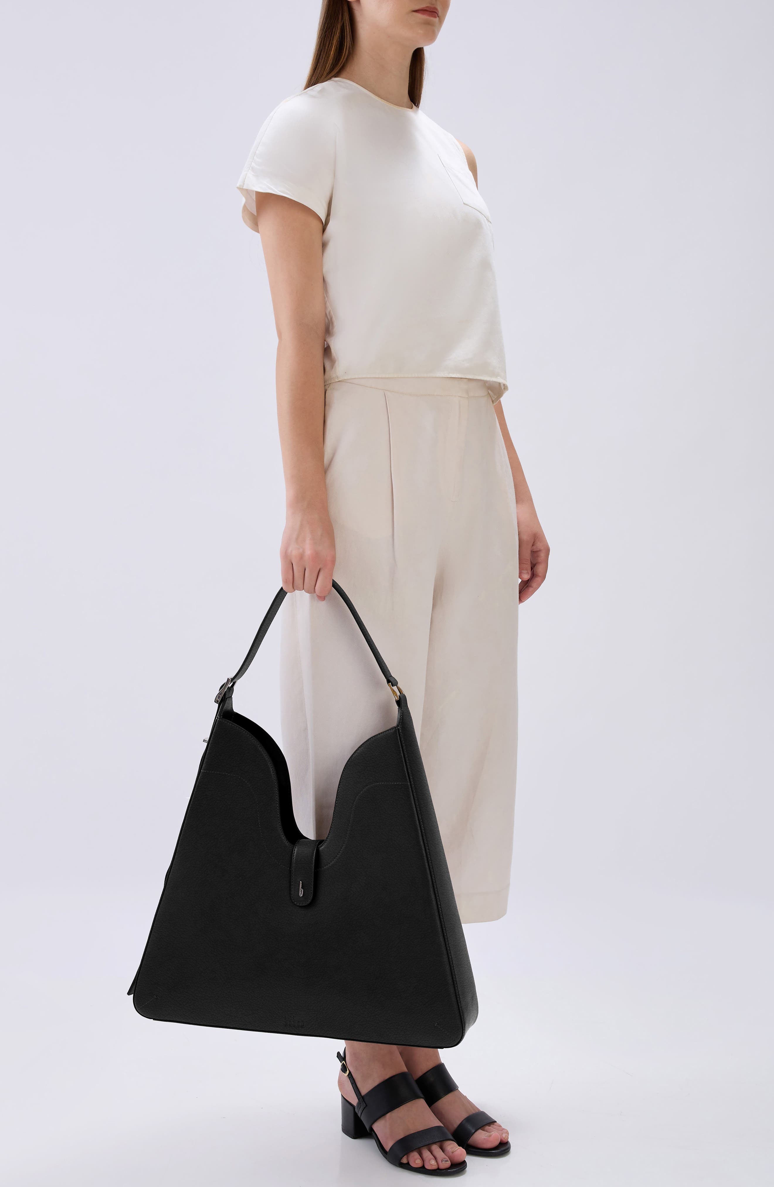 behno Melina Nappa Leather Shoulder Bag, Alternate, color, Black