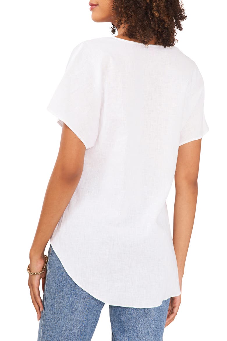 Tie Front Linen Blend T-Shirt, Alternate, color, ULTRA WHITE