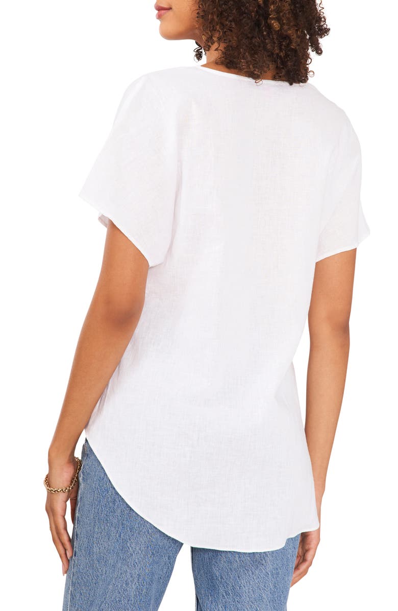 Vince Camuto Tie Front Linen Blend T-Shirt, Alternate, color,