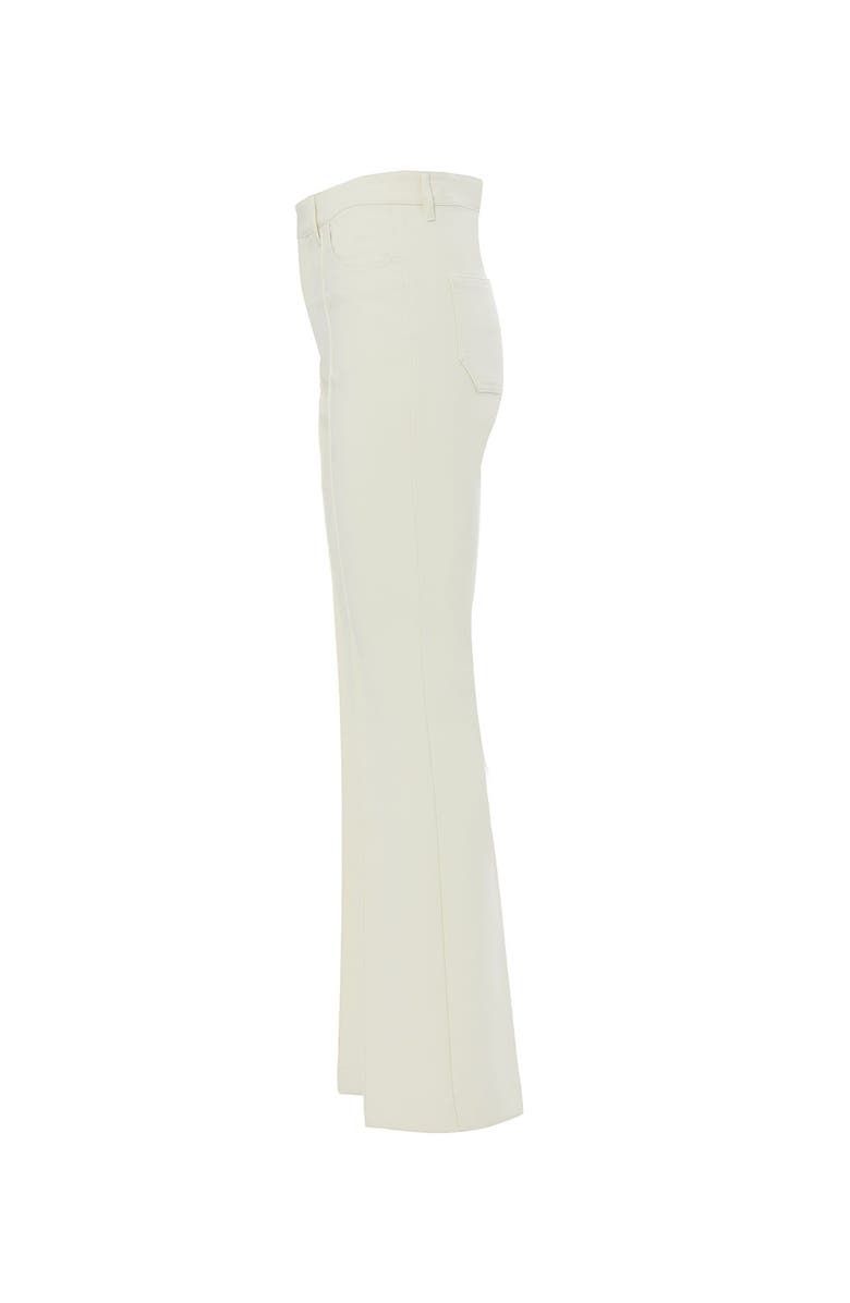 Gizia Topstitched Flared High-Waist Tailored Trousers, Alternate, color, Ecru