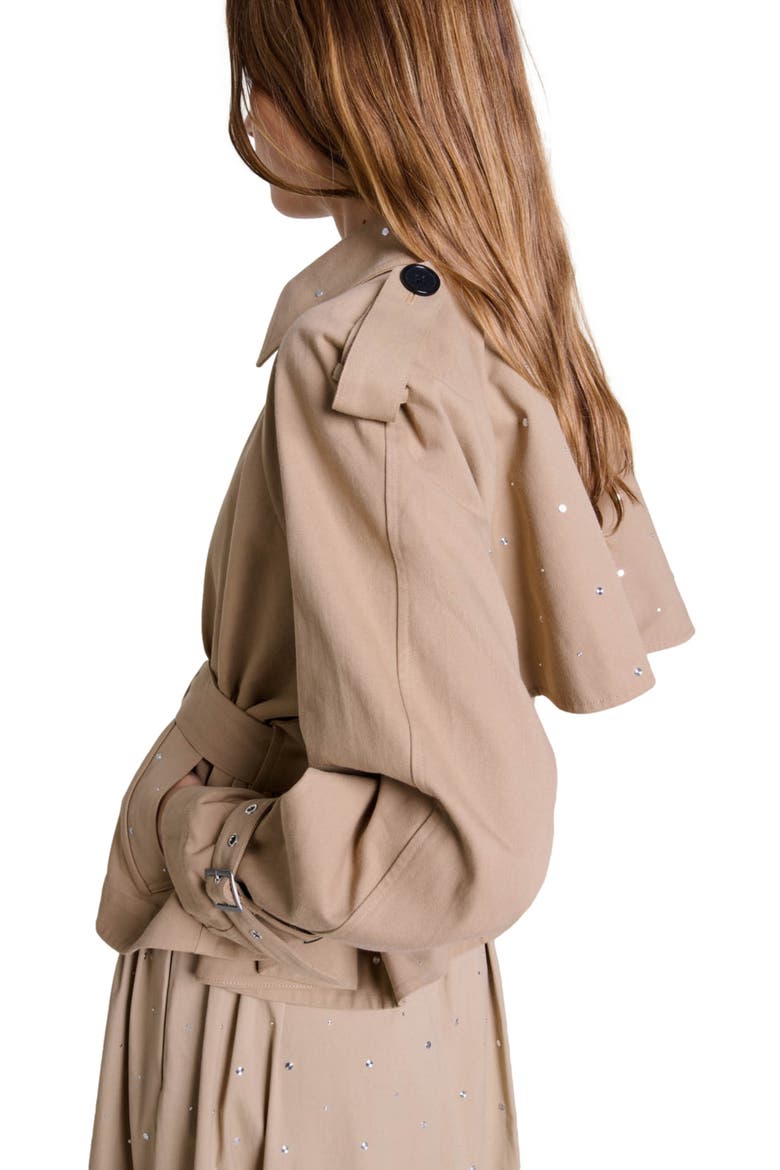 Short studded trench coat, Alternate, color, Beige