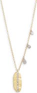Meira T Leaf & Diamond Charm Necklace