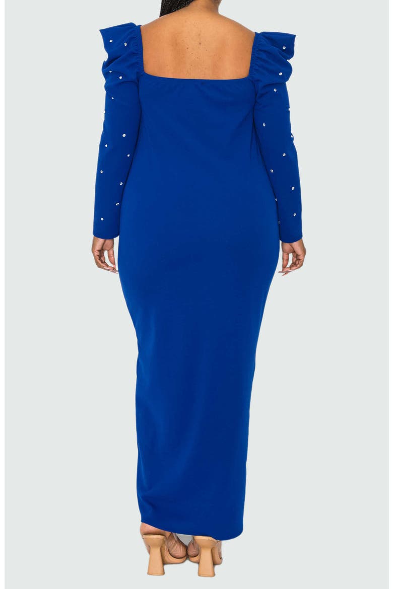 Evangeline Rhinestone Long Sleeve Gown, Alternate, color, ROYAL