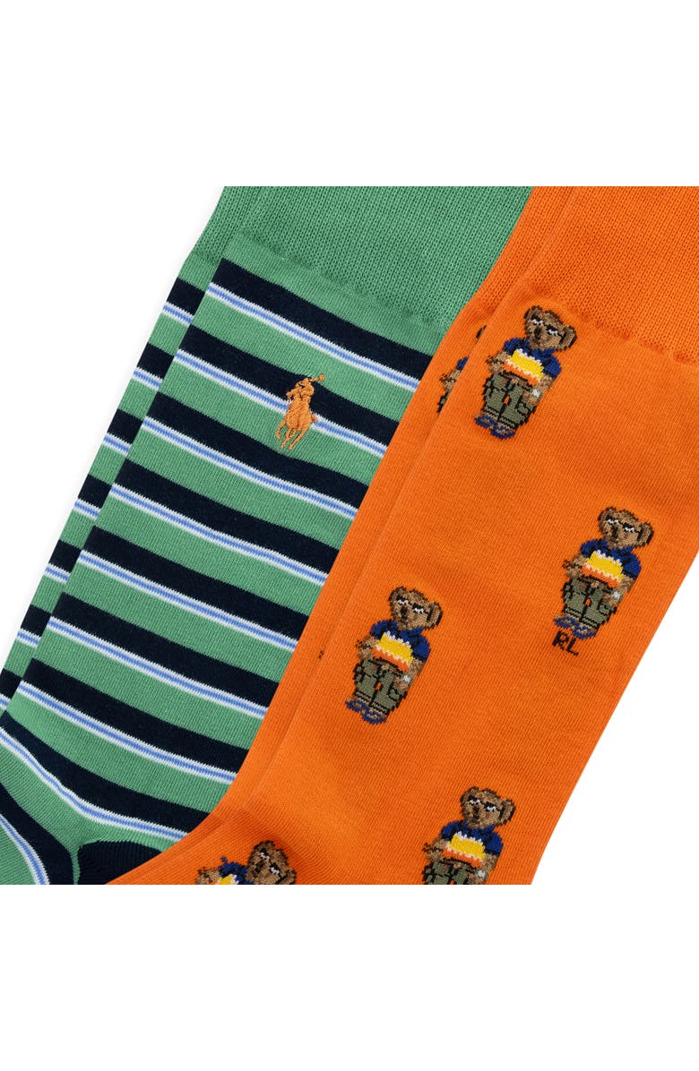 Polo Ralph Lauren Surf Club Mini Bears Assorted Two-Pack Socks, Alternate, color, Orange