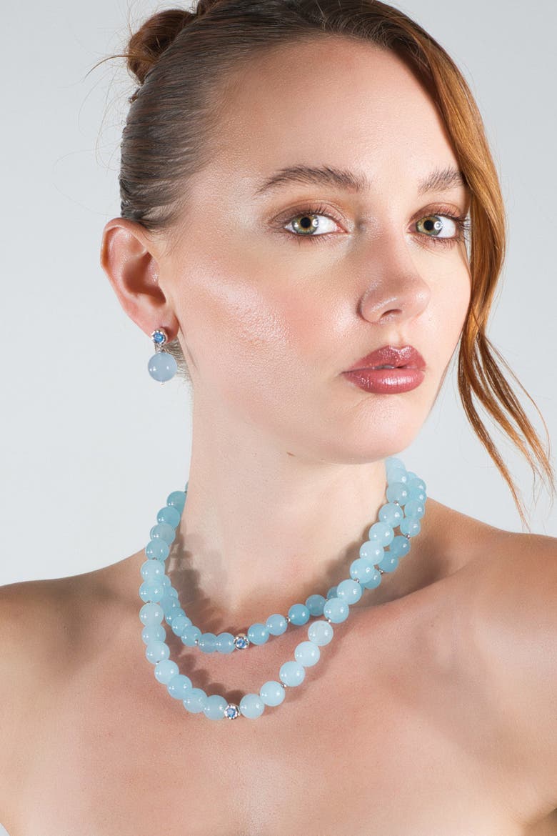 Isla Aquamarine Bead Choker Necklace, Alternate, color, Auqamarine