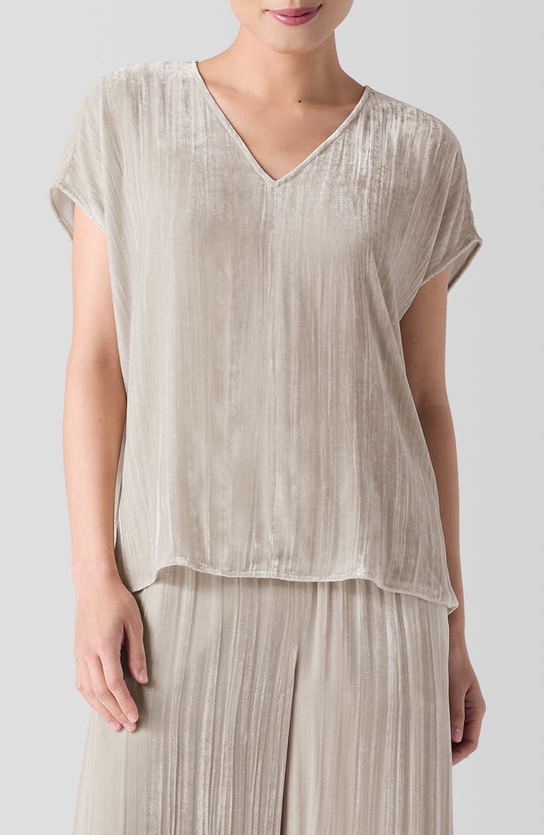 Eileen Fisher Crushed Velvet Top, Main, color, Almond