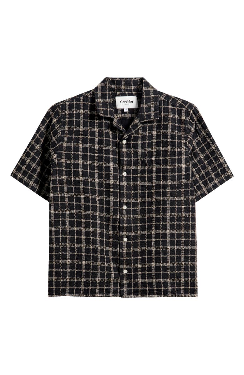 Corridor Wavy Plaid Short Sleeve Cotton & Linen Camp Shirt, Alternate, color,